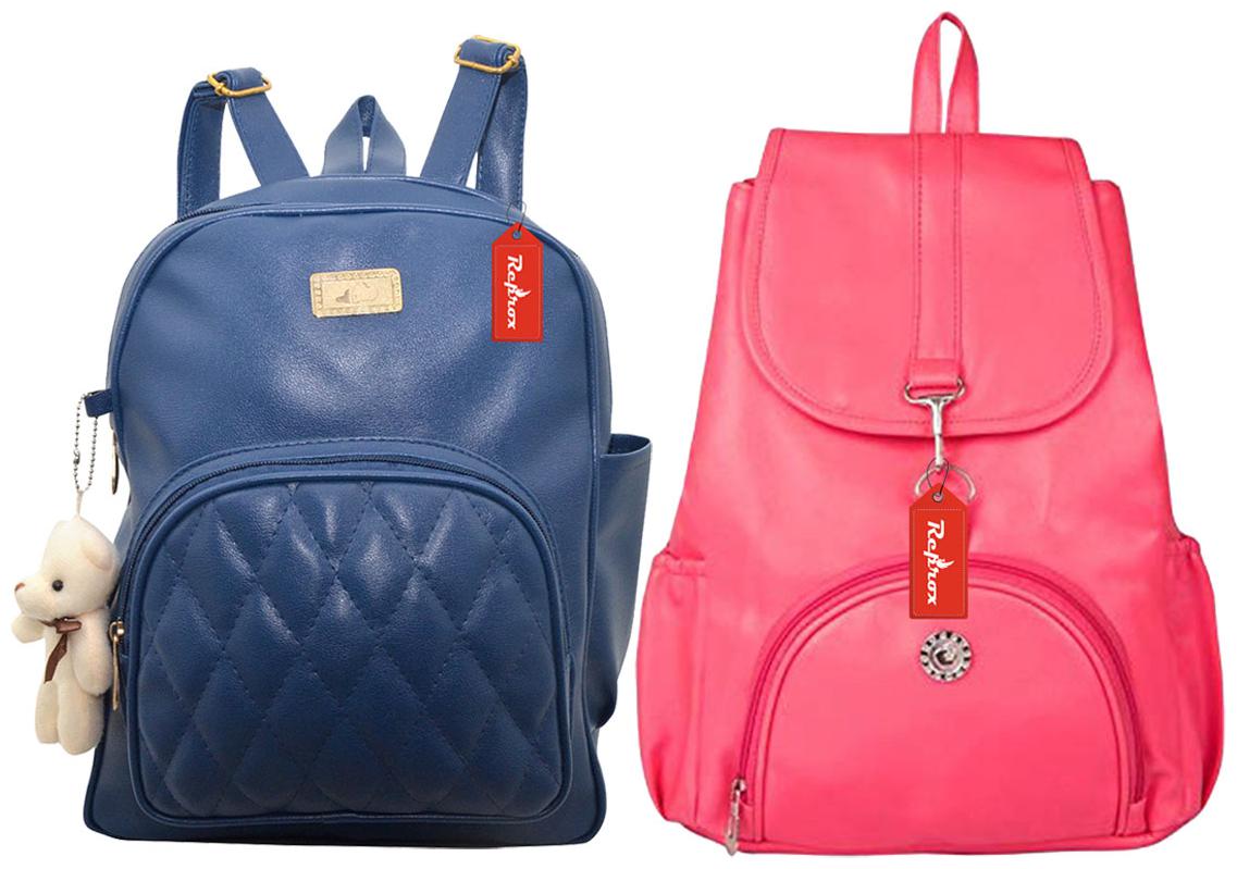 

Reprox Pink Blue Leather Backpack
