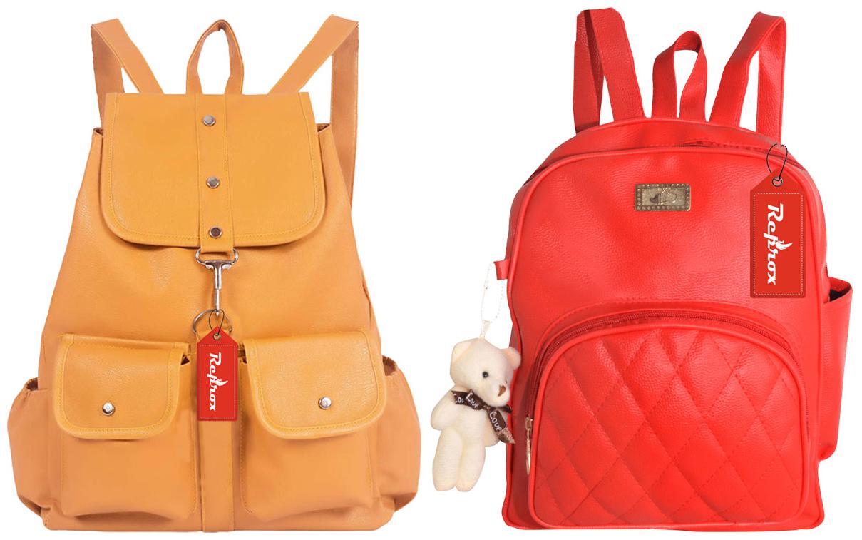 

Reprox Red Yellow Leather Backpack