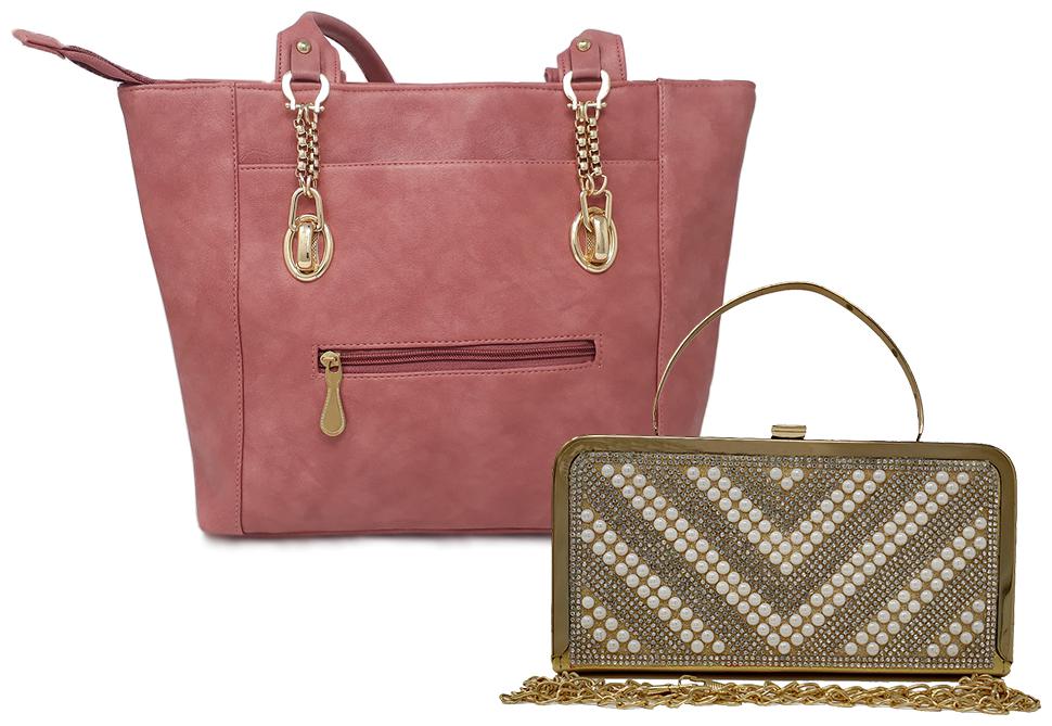

Rish Pink PU Handheld Bag