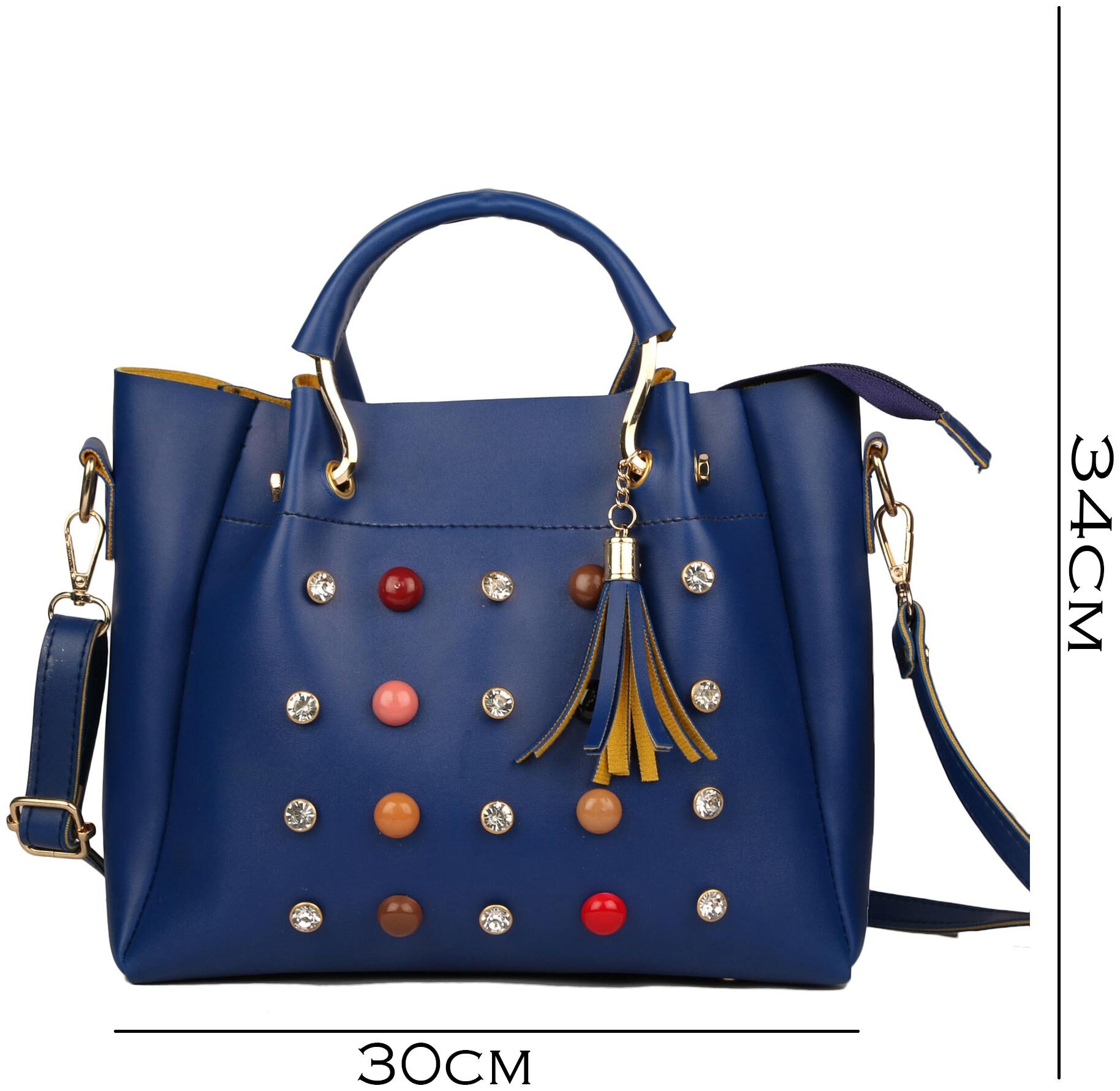 

Roseberries Blue PU Handheld Bag