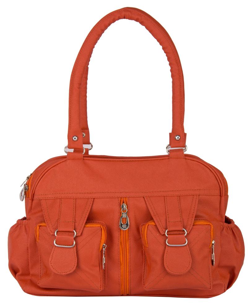 

Rosemary Orange Faux Leather Handheld Bag