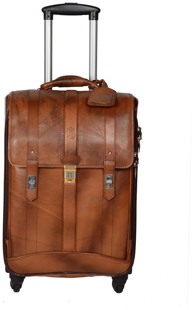 

ROYAL LEATHER EMPORIUM Medium Size Soft Luggage Bag ( Tan 4 Wheels )