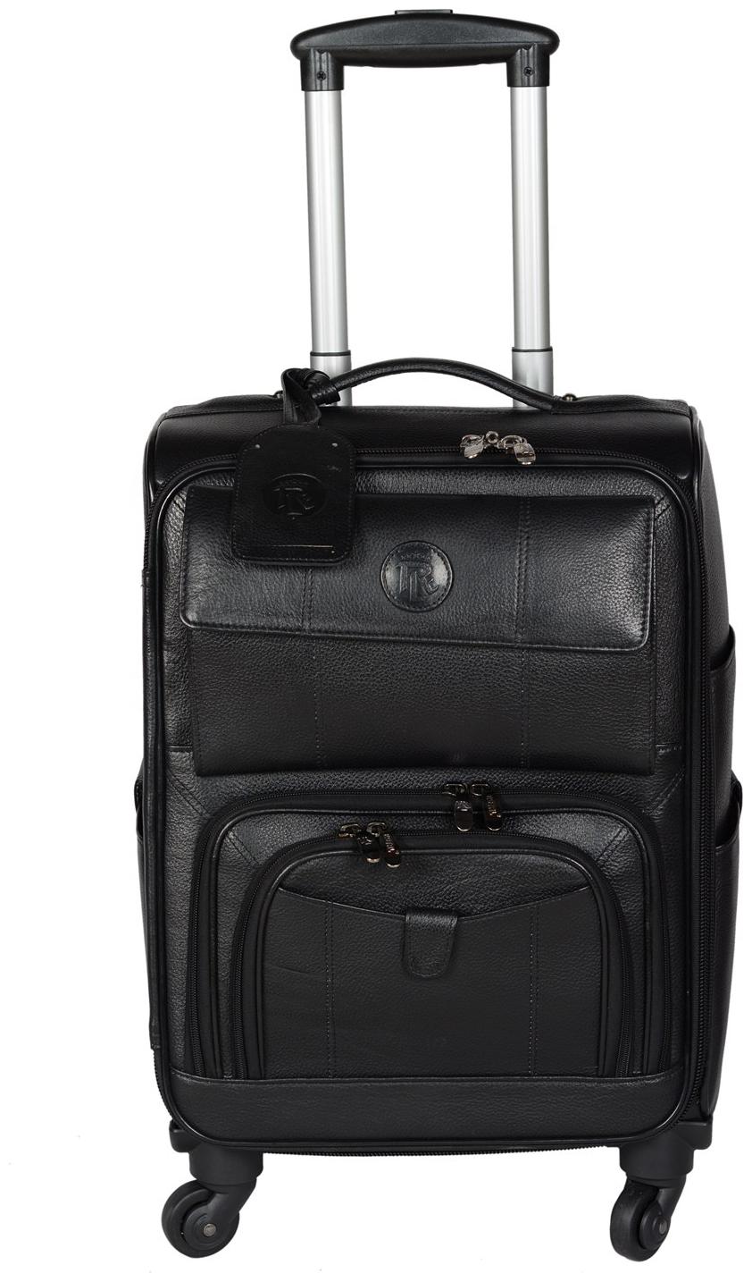 

ROYAL LEATHER EMPORIUM Cabin Size Overnighters Bag ( Black Brown 4 Wheels )