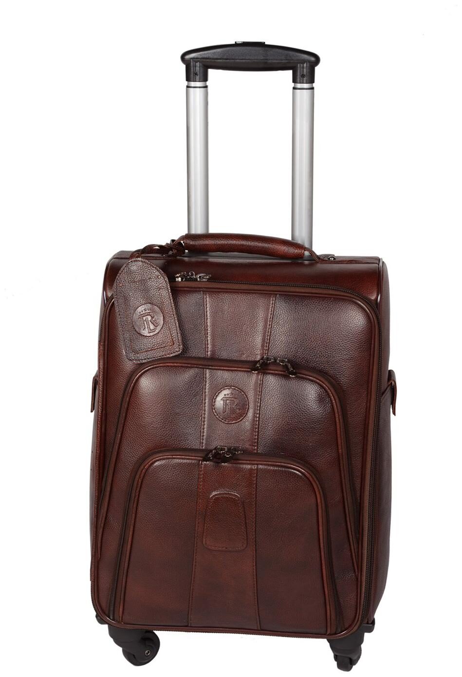 

ROYAL LEATHER EMPORIUM Cabin Size Overnighters Bag ( Brown 4 Wheels )