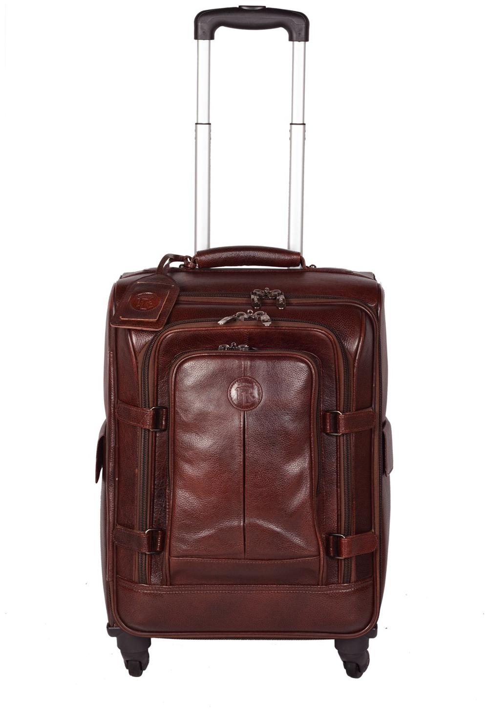 

ROYAL LEATHER EMPORIUM Medium Size Soft Luggage Bag ( Brown 4 Wheels )