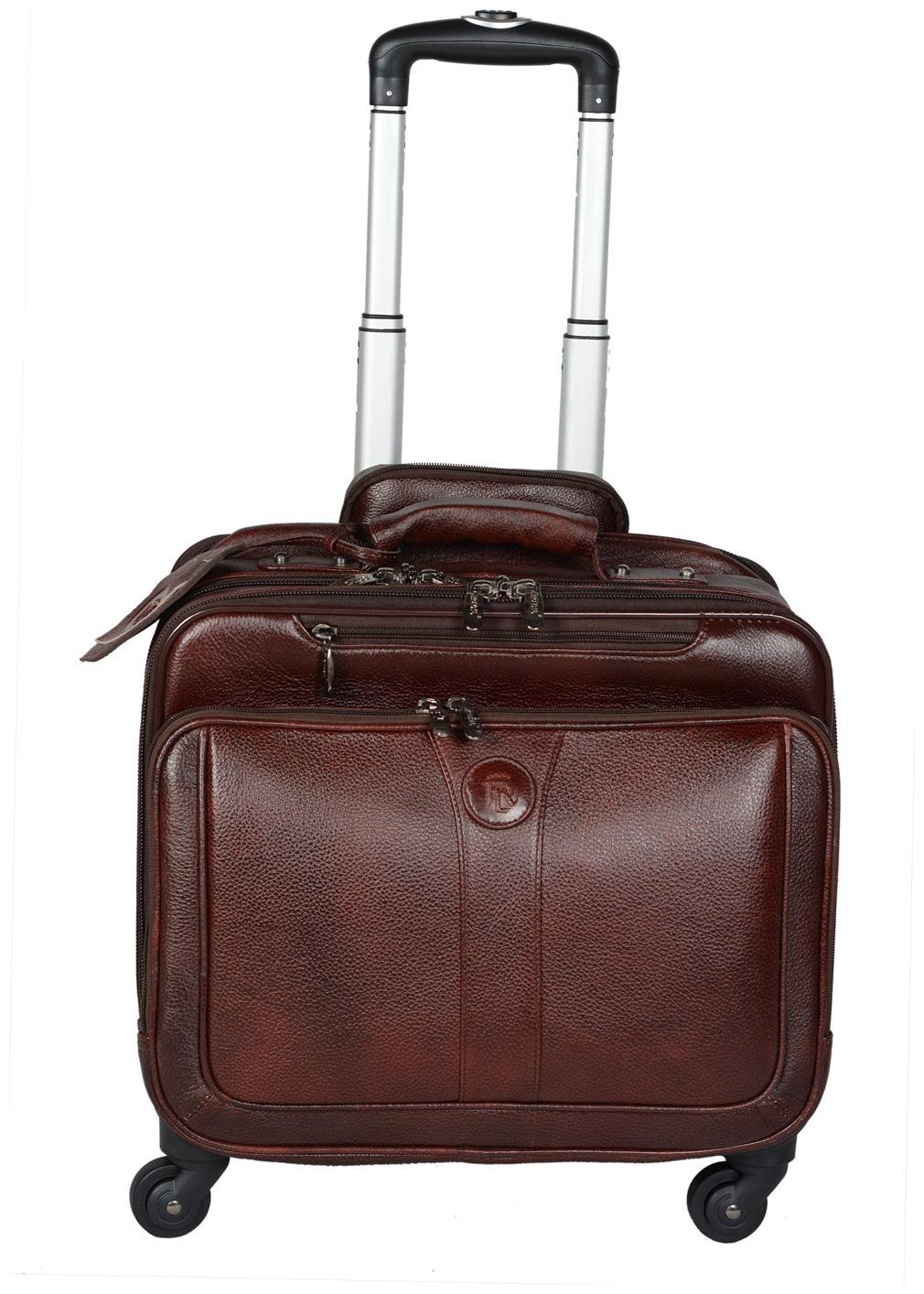 

ROYAL LEATHER EMPORIUM Cabin Size Overnighters Bag ( Brown 4 Wheels )