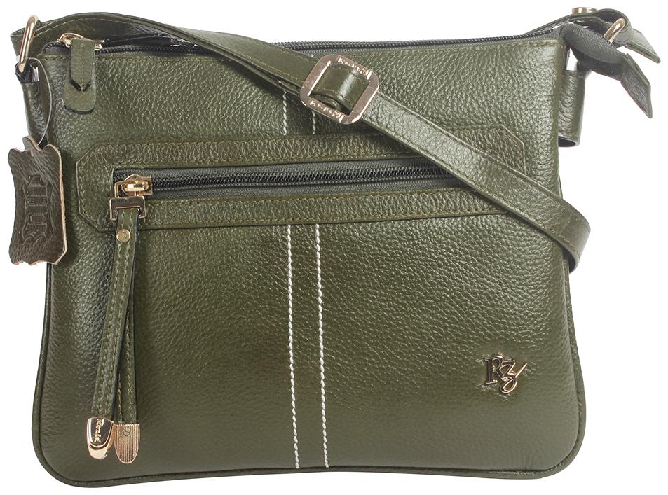 

Rozid Green Genuine Leather Solid Sling Bag