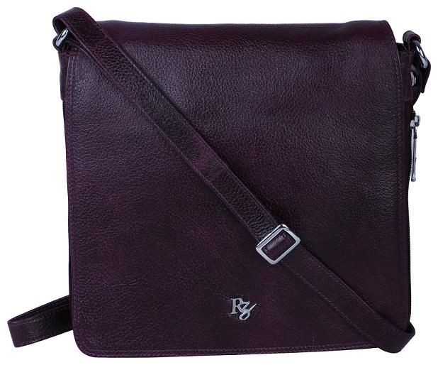 

Rozid Voilet Colour Genuine Leather Unisex Sling Bag With Expandable Side Zipper
