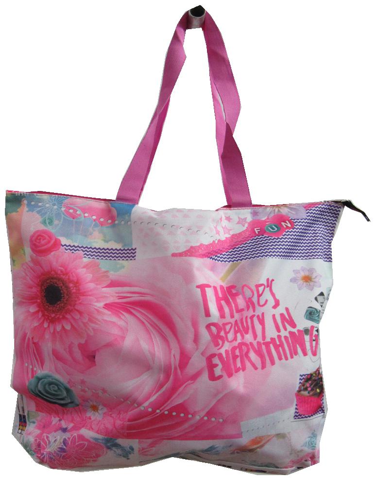 

SCOOBOO Unisex Floral Faux Leather - Tote Bag Pink