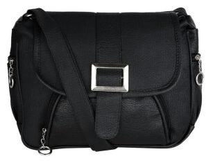 

SHARRY DESIGNS Black PU Solid Sling Bag