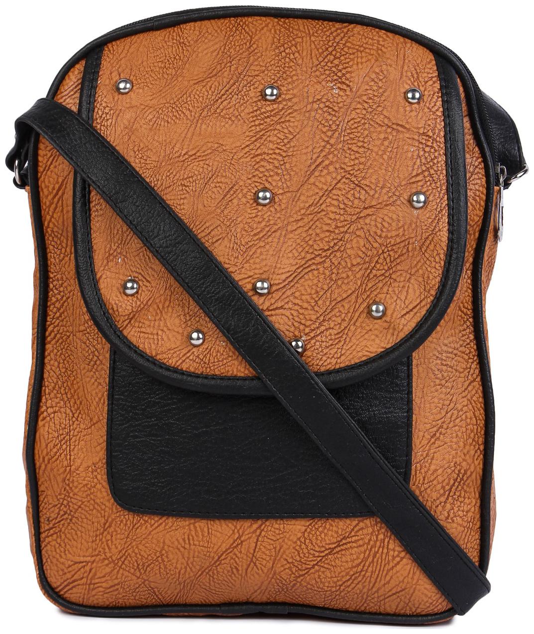 

SHARRY DESIGNS Tan PU Solid Sling Bag