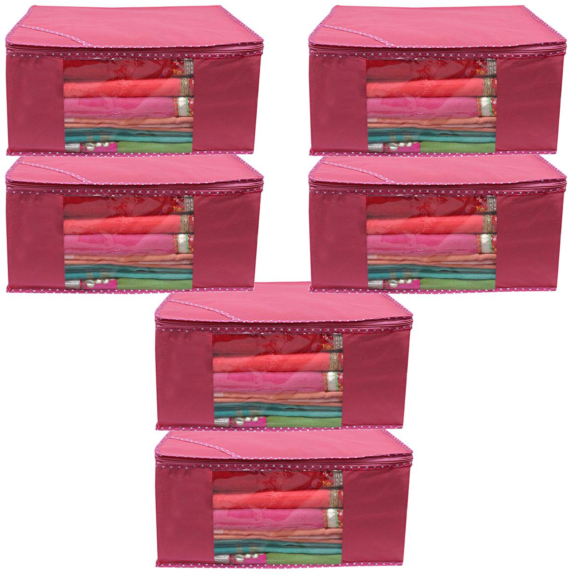 

Shree Shyam Products Pink Non Woven Box Saree Cover 6 Pcs Set