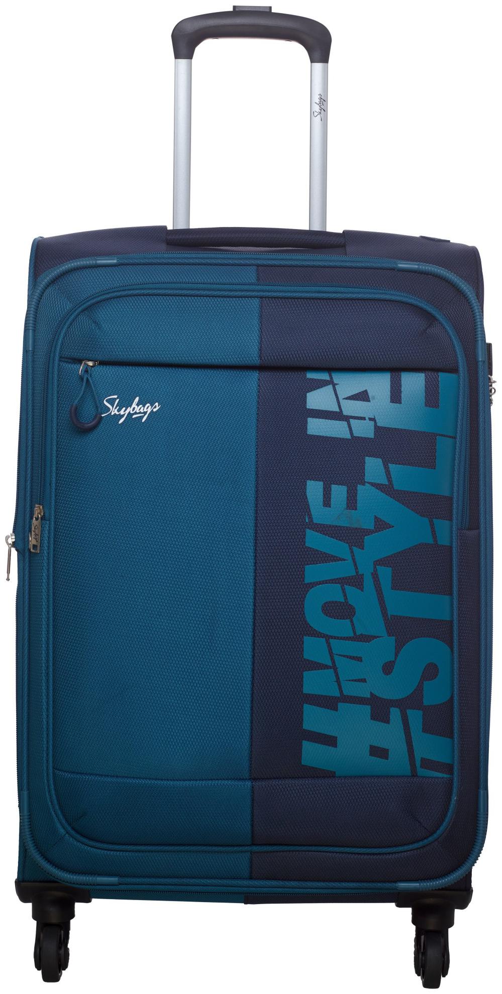 

Skybags FABLE Medium Size Soft Luggage Bag ( Blue 4 Wheels )