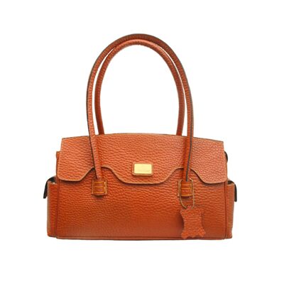 

Sophia Visconti Orange Leather Handbag Get 1 Designer Scarf Free (Assorted)