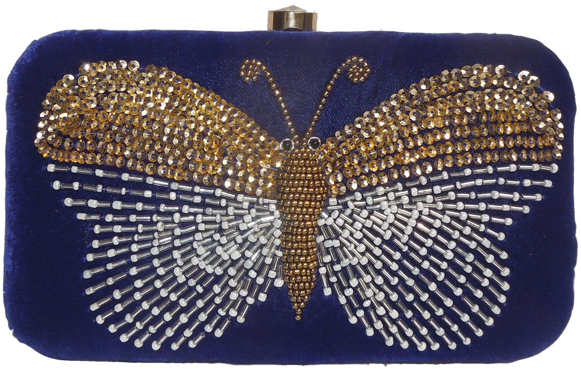 

Spice Art Women Blue Velvet Clutch