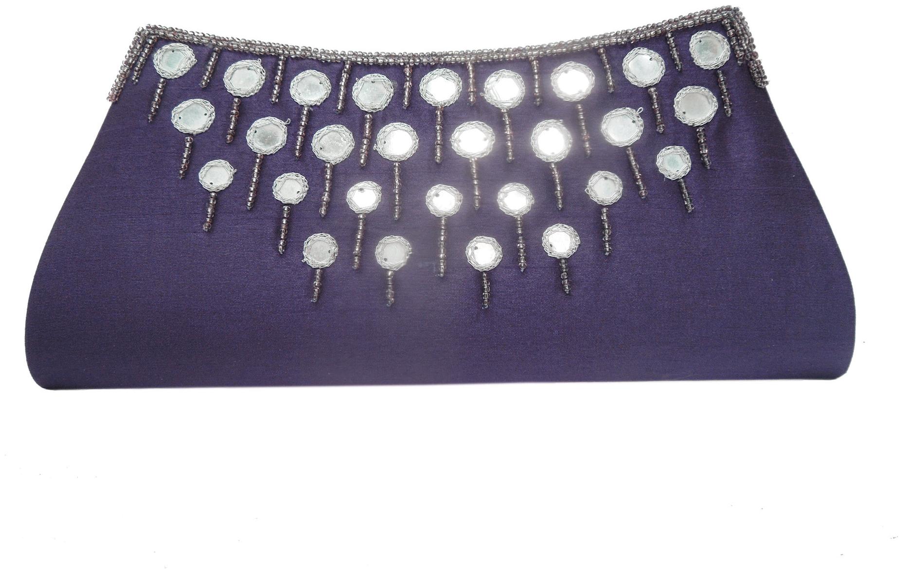 

Spice Art Women Purpel Hand Embroidered Clutch
