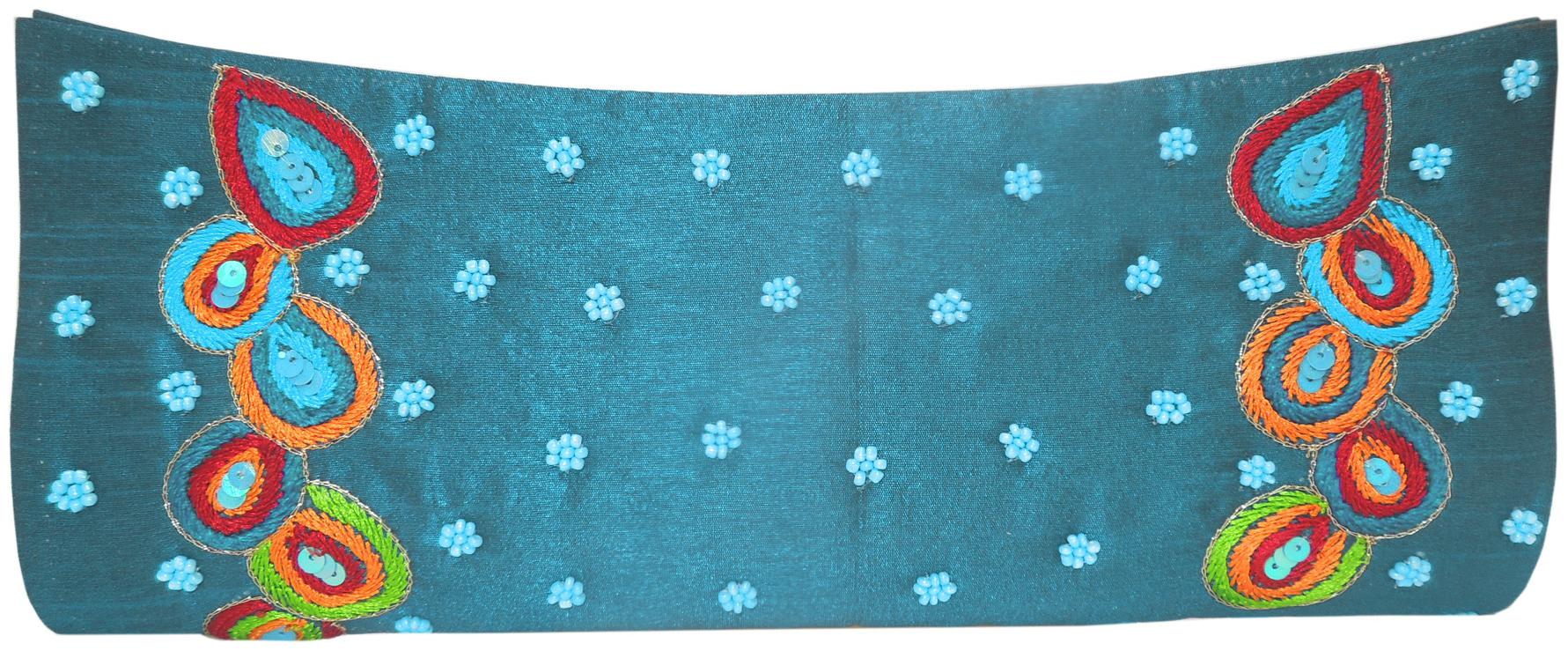 

Spice Art Women Peacock Blue Handmade Beaded Clutch