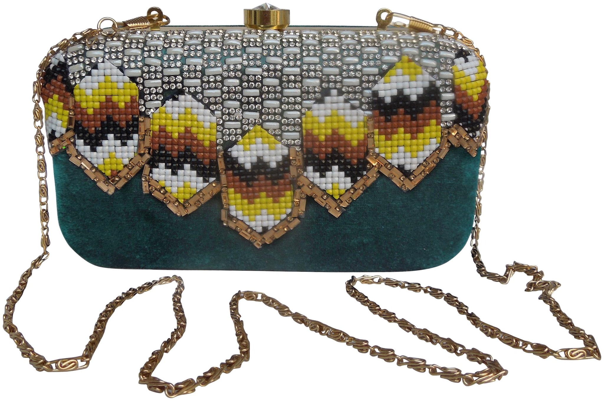 

Spice Art Women Green Glitter Box Clutch
