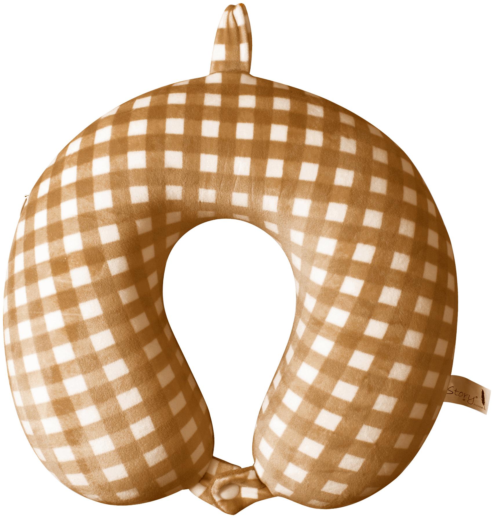 

Story Home U Shaped Memory Foam Neck Pillows with beautiful Checkered velvet velour cover