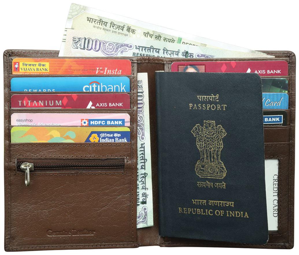

Style 98 Brown Premium quality Leather Travel Card Holder Wallets