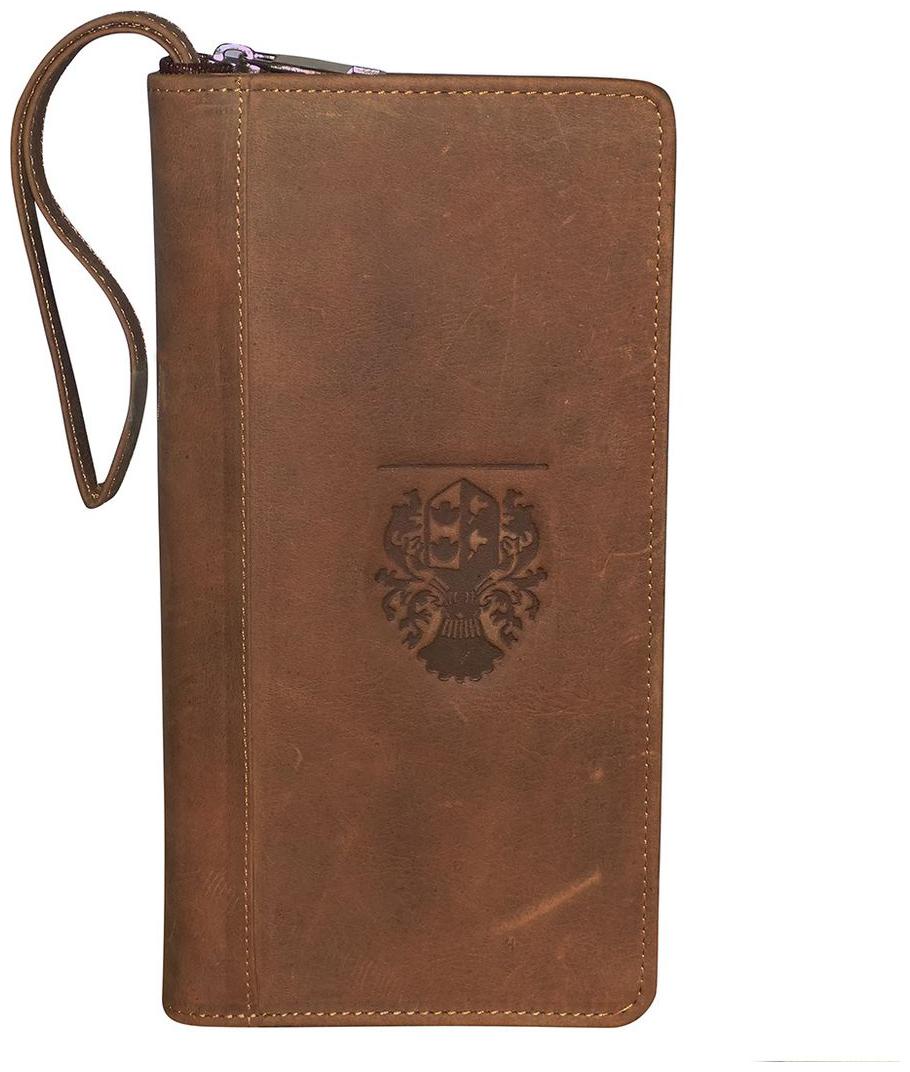 

Style 98 Brown 100 Genuine Leather Travel Document Holder Long Wallet With Passport Holder Wallet