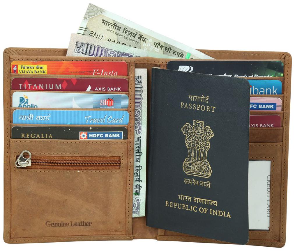 

Style 98 Tan Premium quality Leather Travel Card Holder Wallets