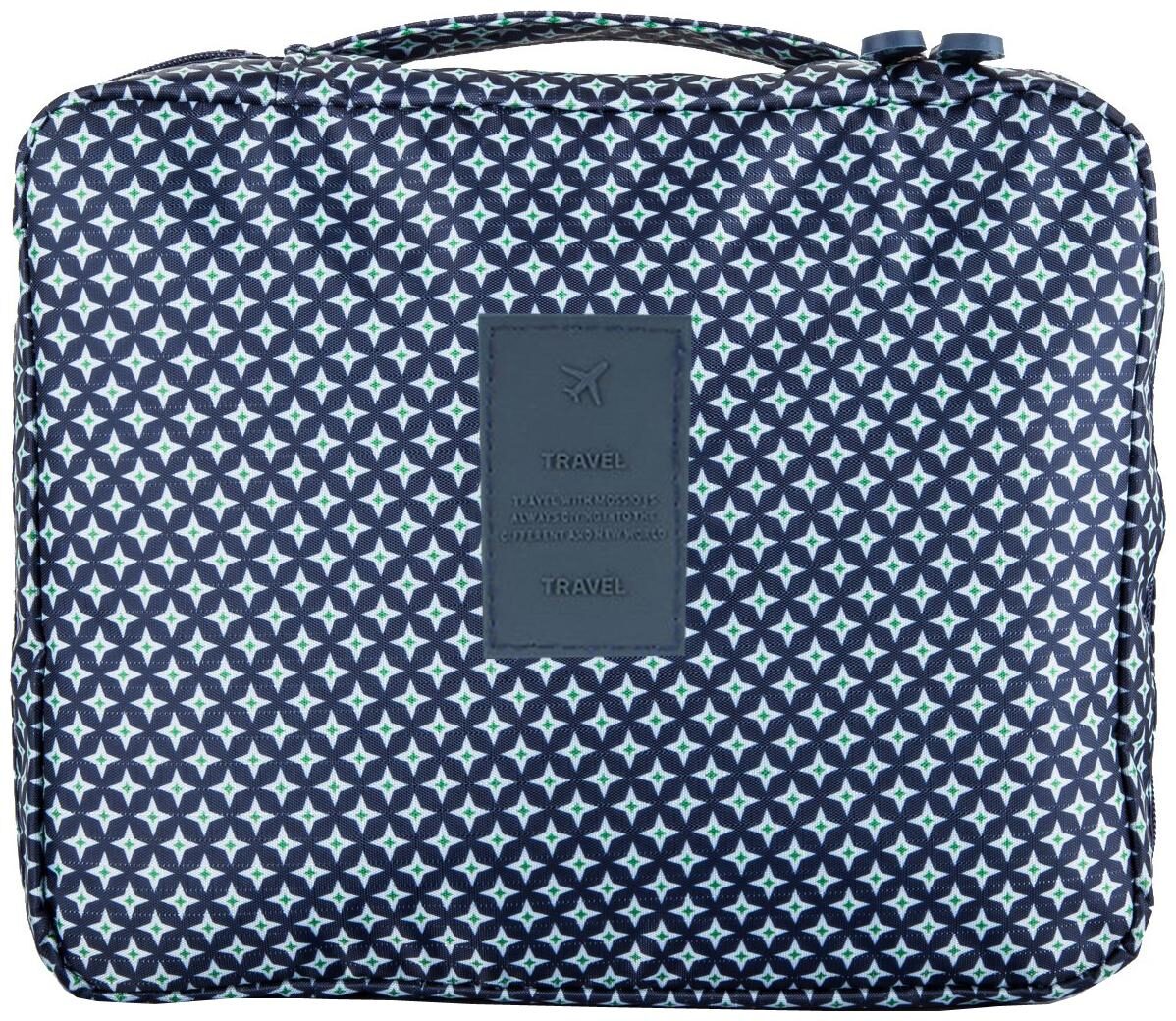 

Style Homez KYILE Travel Cosmetic Makeup Carrying Pouch Bag cum Organizer for Women Toiletry Kit and Jewellery Organizer royal blue stars Color