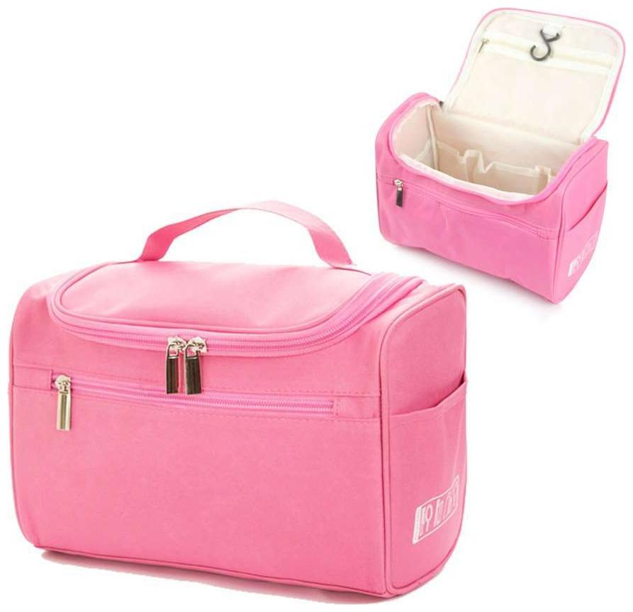 

Swadec Women Travel Makeup Bag Multifunction Cosmetic Bags Polyester Fashion Waterproof Storage Toiletry Bag Organizer (Pink)
