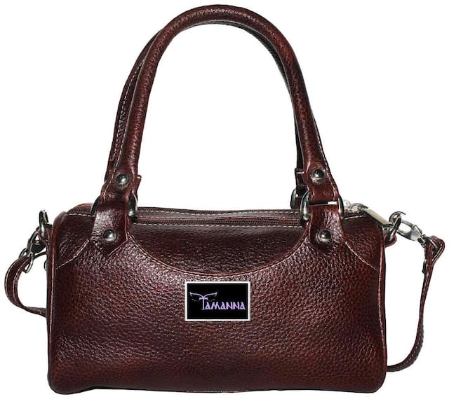 Tamanna Small Solid Handheld Bag Brown