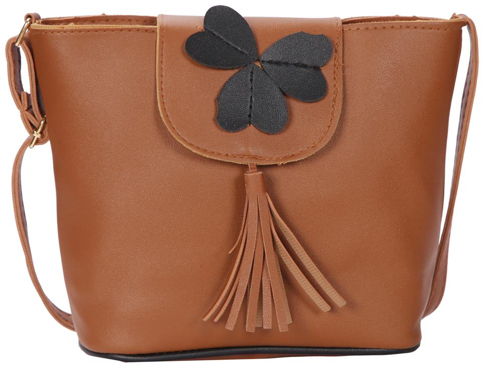 

Bagkok Tan PU Solid Sling Bag