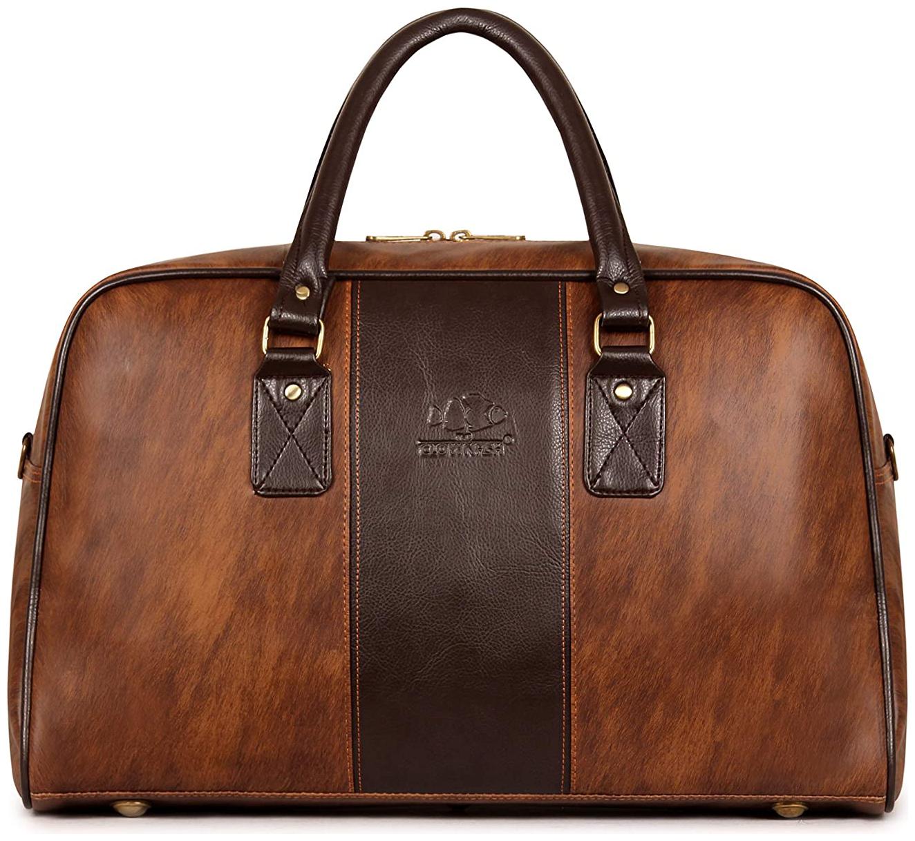 The Clownfish Ambiance Series 24 Liters Vegan Leather Unisex Travel Duffle Bag Men Travel Duffel Bag Luggage Daffel Bags Tawny Brown by Sky Venture
