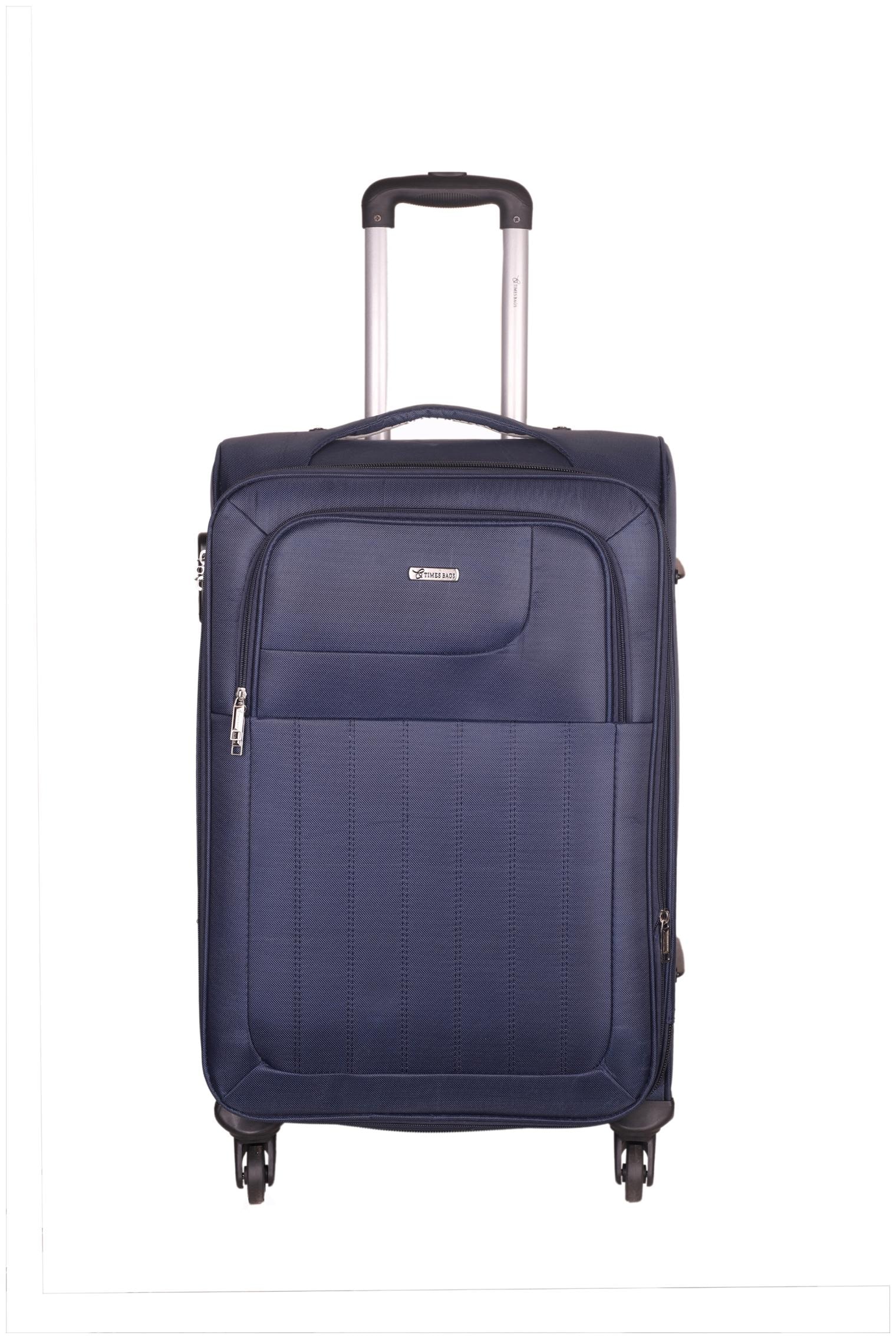 TIMES BAGS Cabin Size Soft Luggage Bag Blue , 4 Wheels