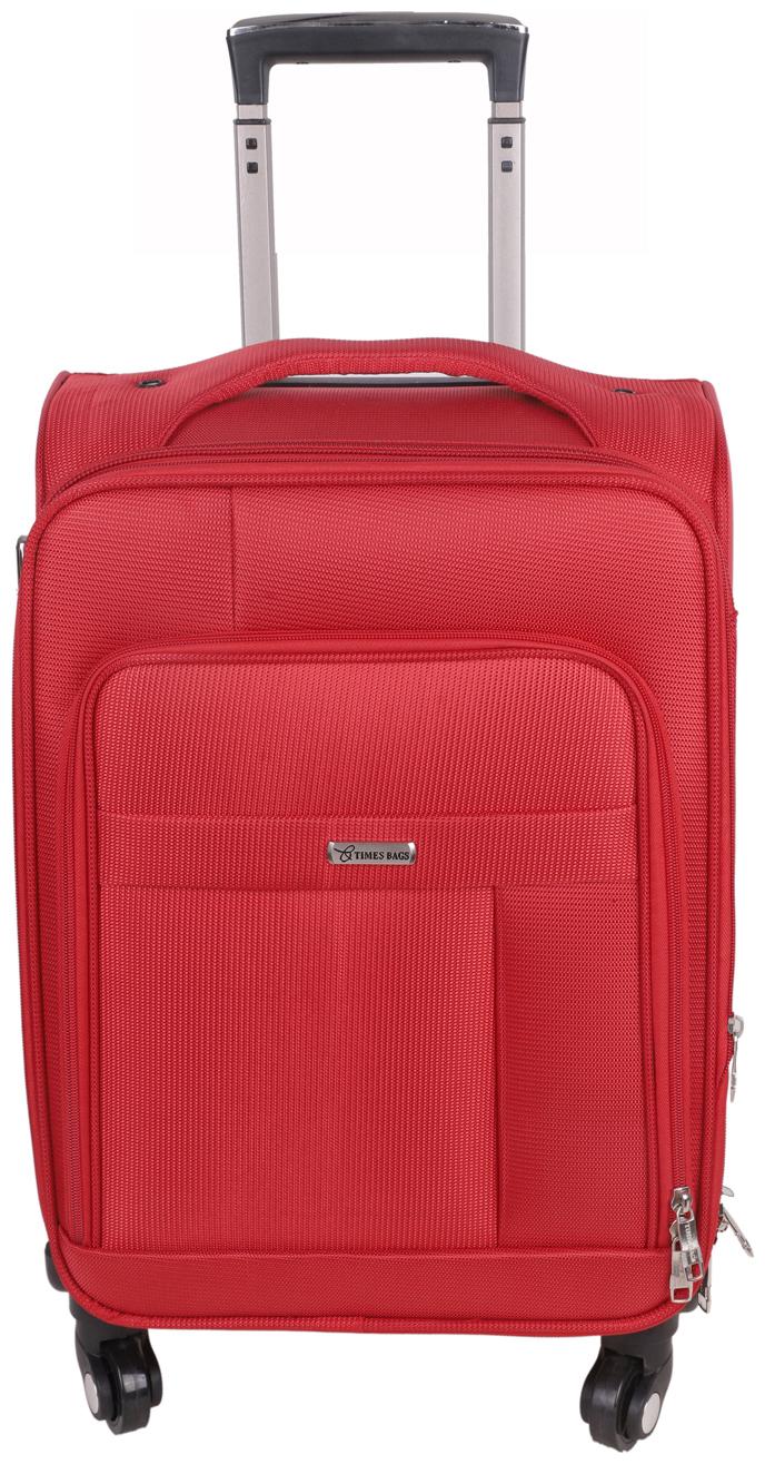 

TIMES BAGS Cabin Size Soft Luggage Bag ( Red 4 Wheels )