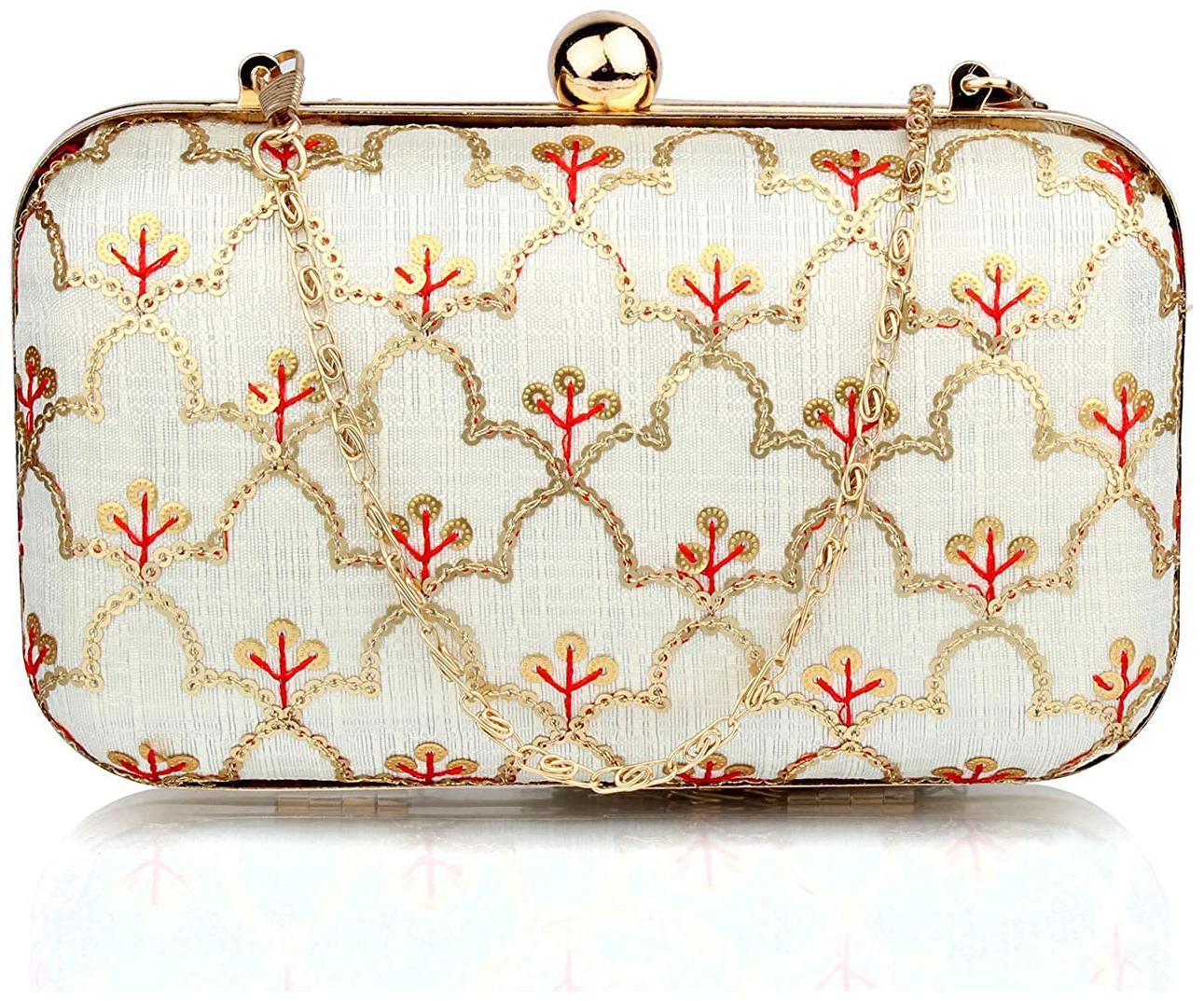 

The Mini NEEDLE Women Gold Fabric Clutch