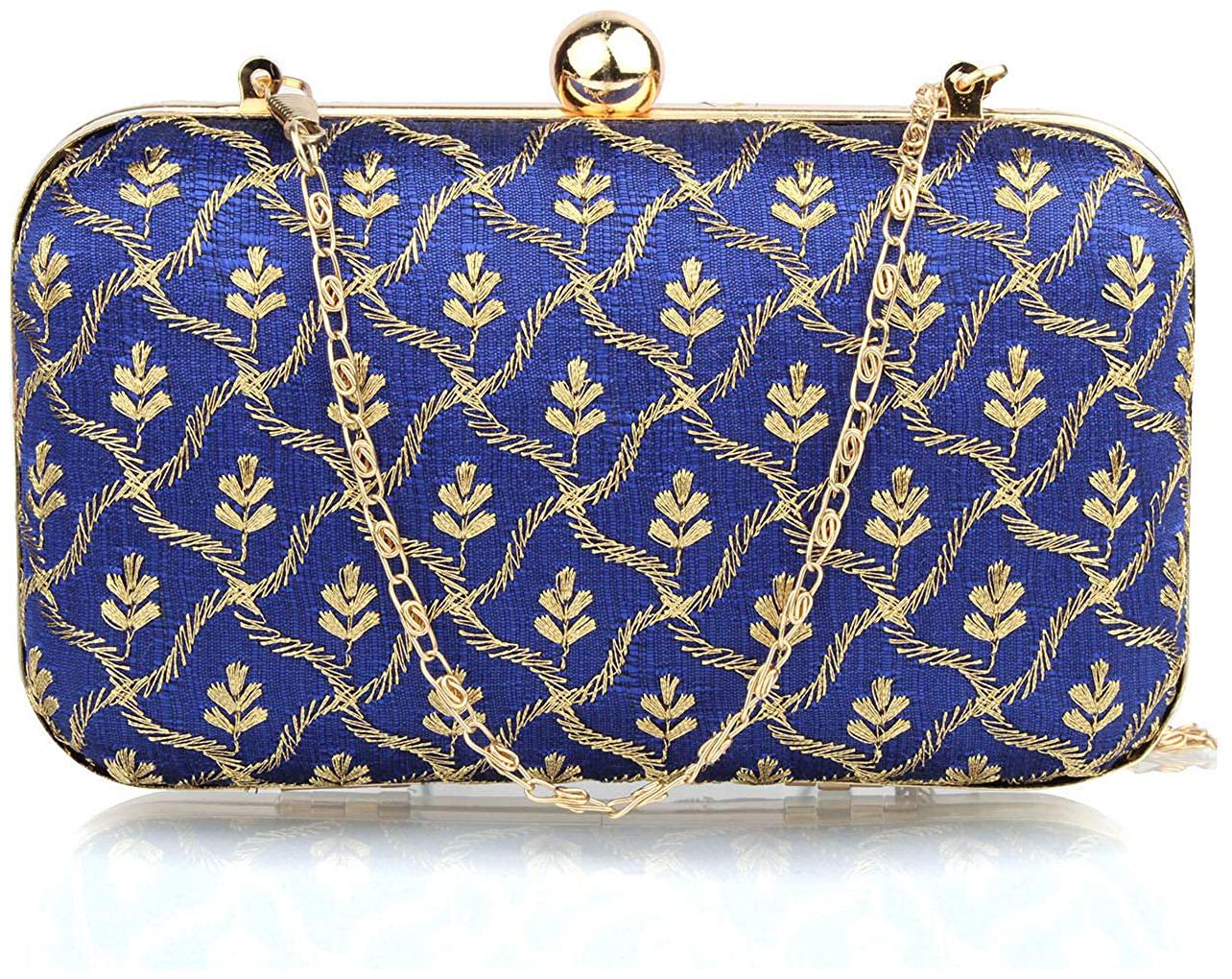 

The Mini NEEDLE Women Blue Fabric Clutch