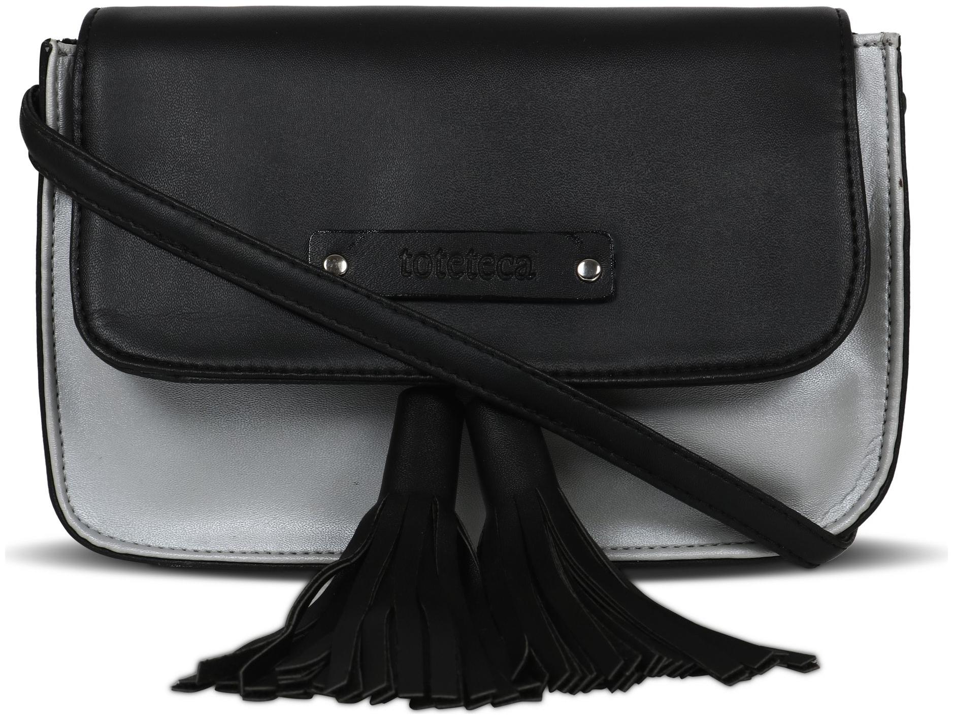 

Toteteca Bag Works Silver Faux Leather Solid Sling Bag