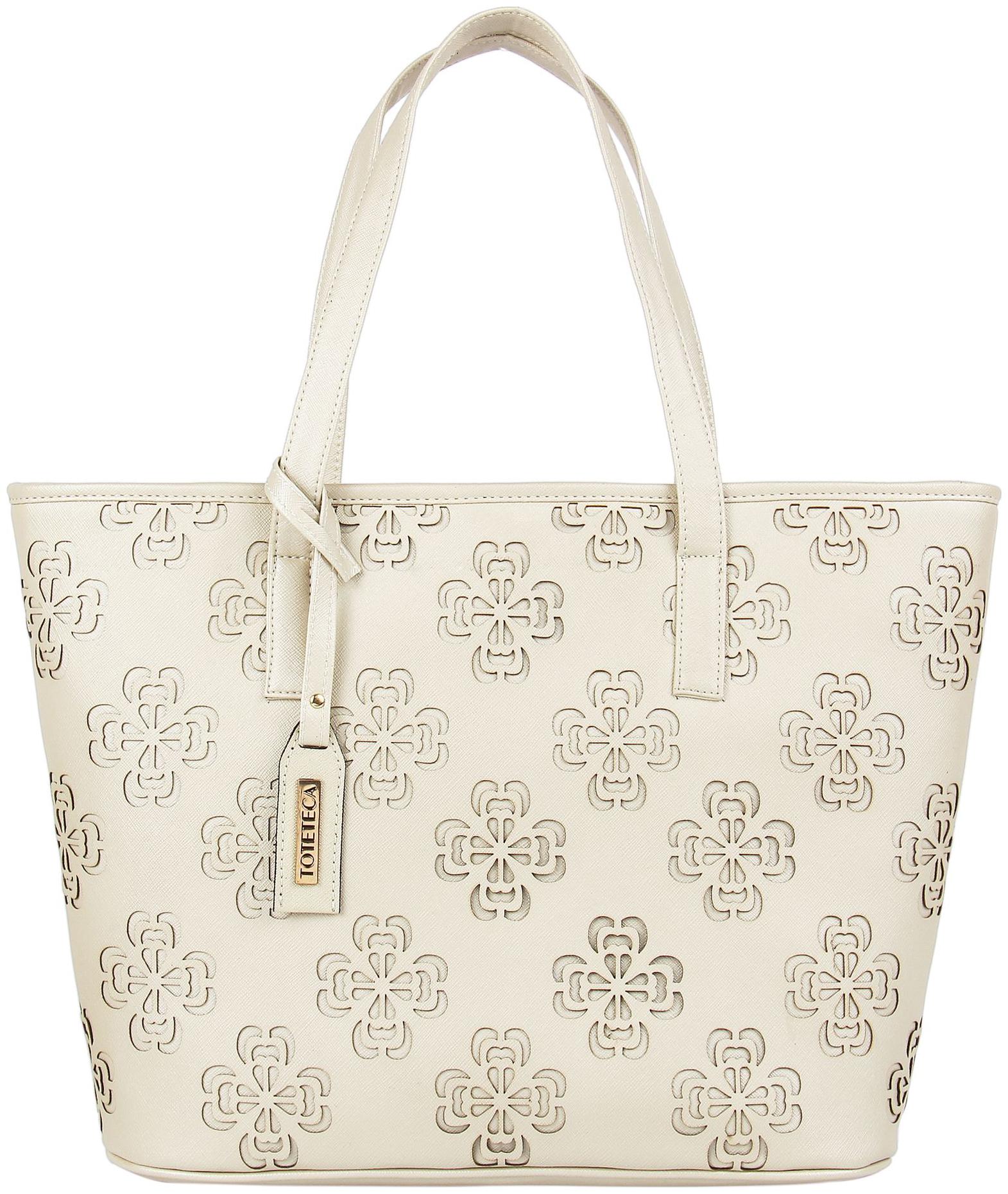 

Toteteca Bag Works Women Solid Faux Leather - Tote Bag Gold