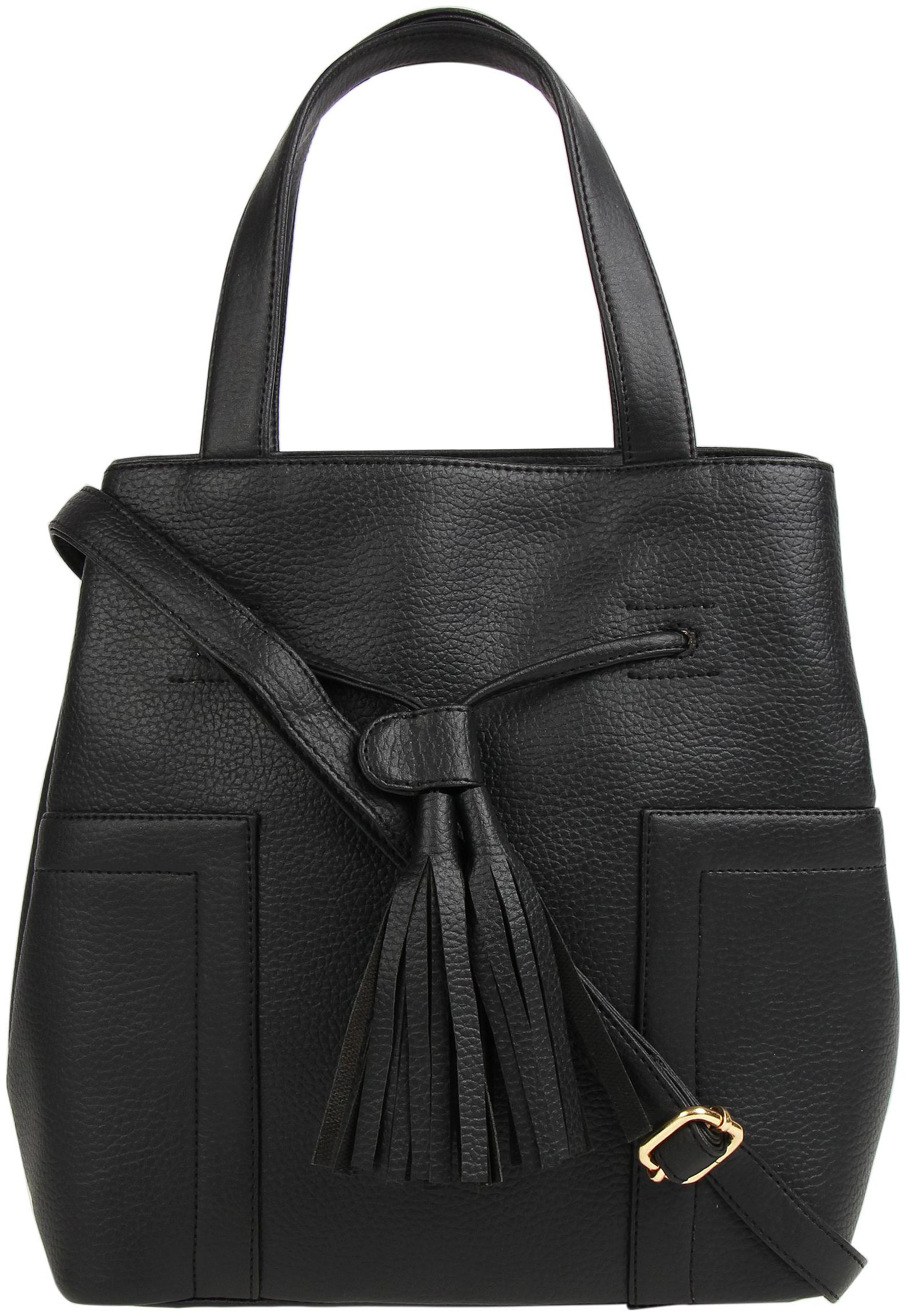 

Toteteca Bag Works Black Faux Leather Shoulder Bag