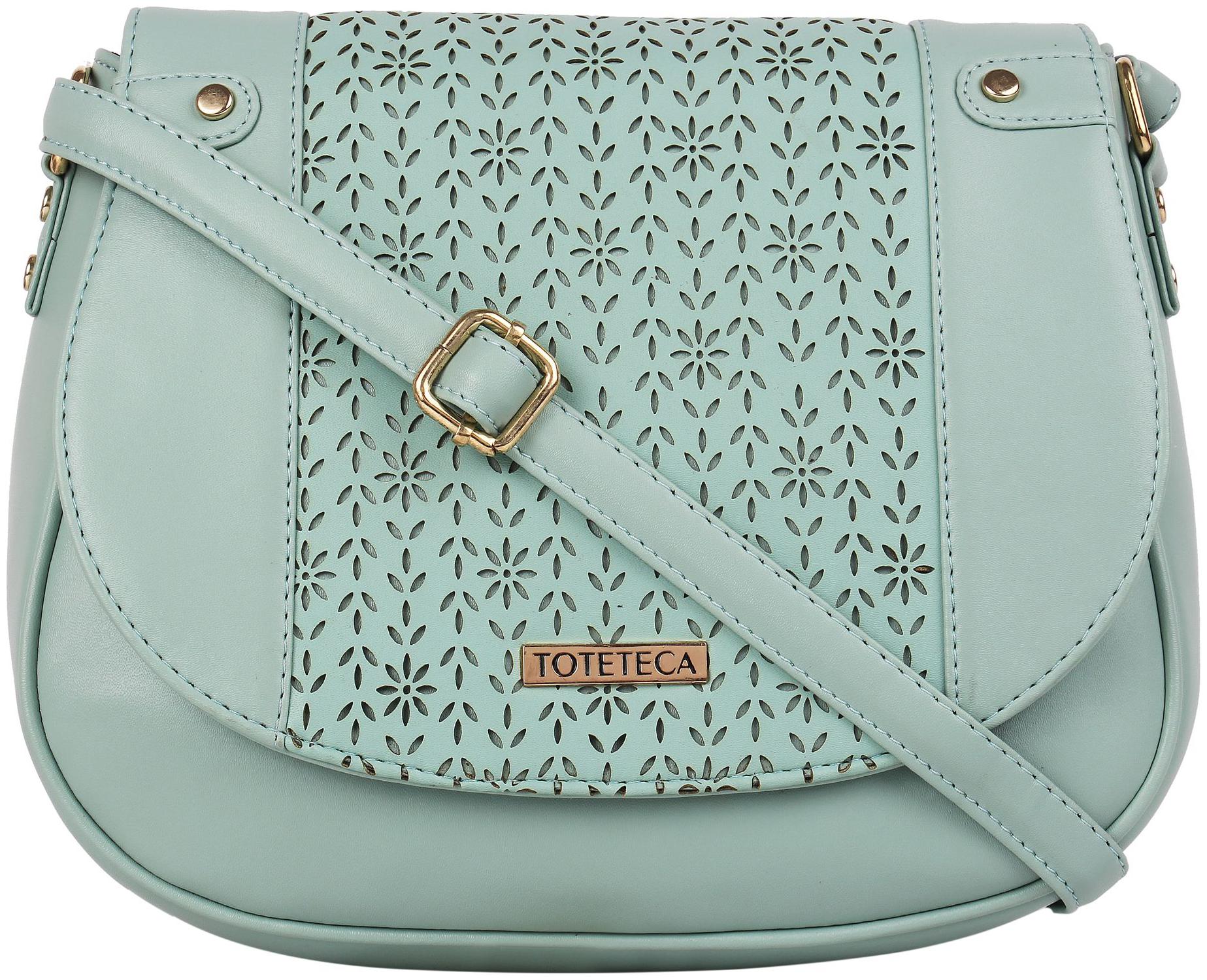

Toteteca Bag Works Green Faux Leather Solid Sling Bag