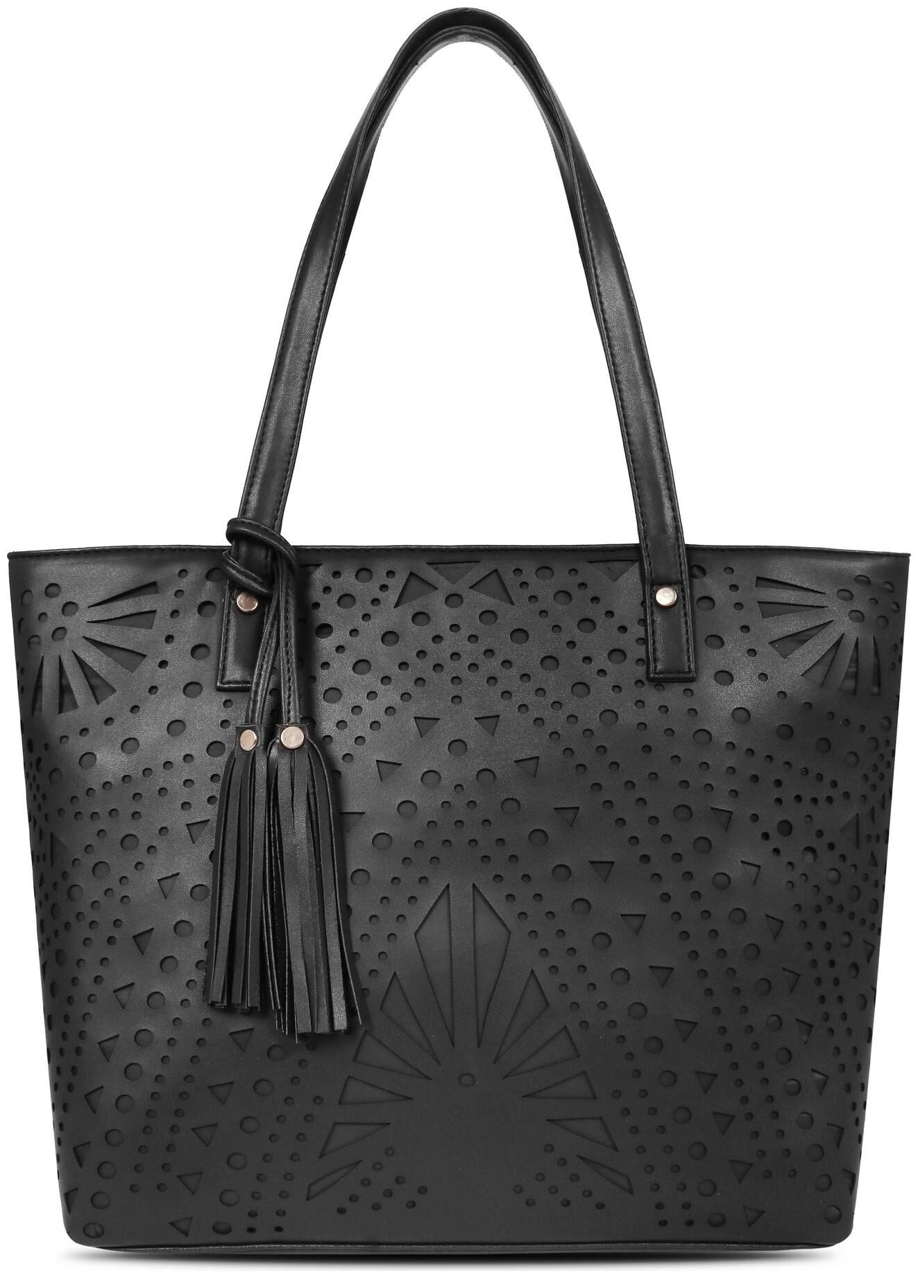 

Toteteca Bag Works Black Faux Leather Shoulder Bag