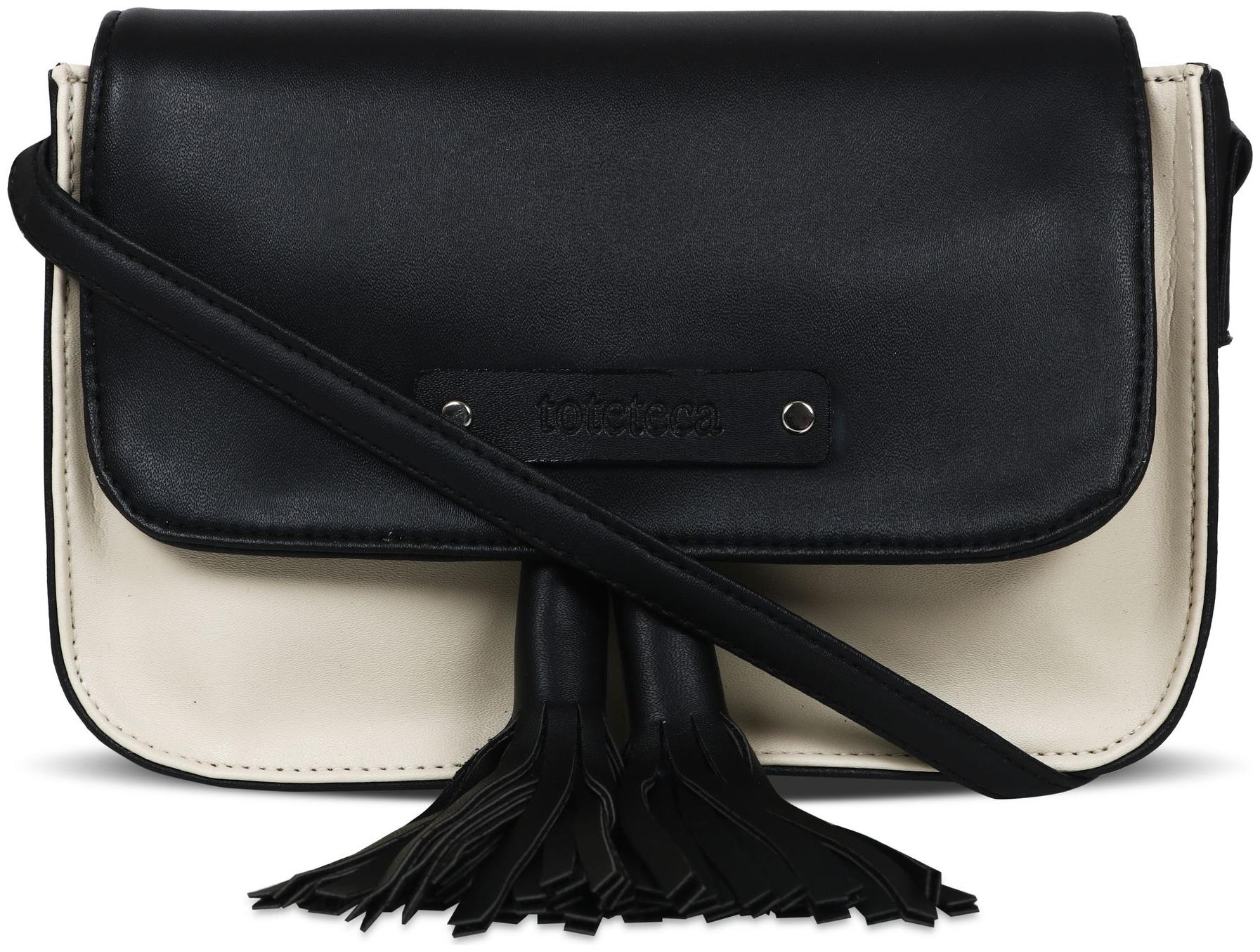 

Toteteca Bag Works Black Faux Leather Solid Sling Bag