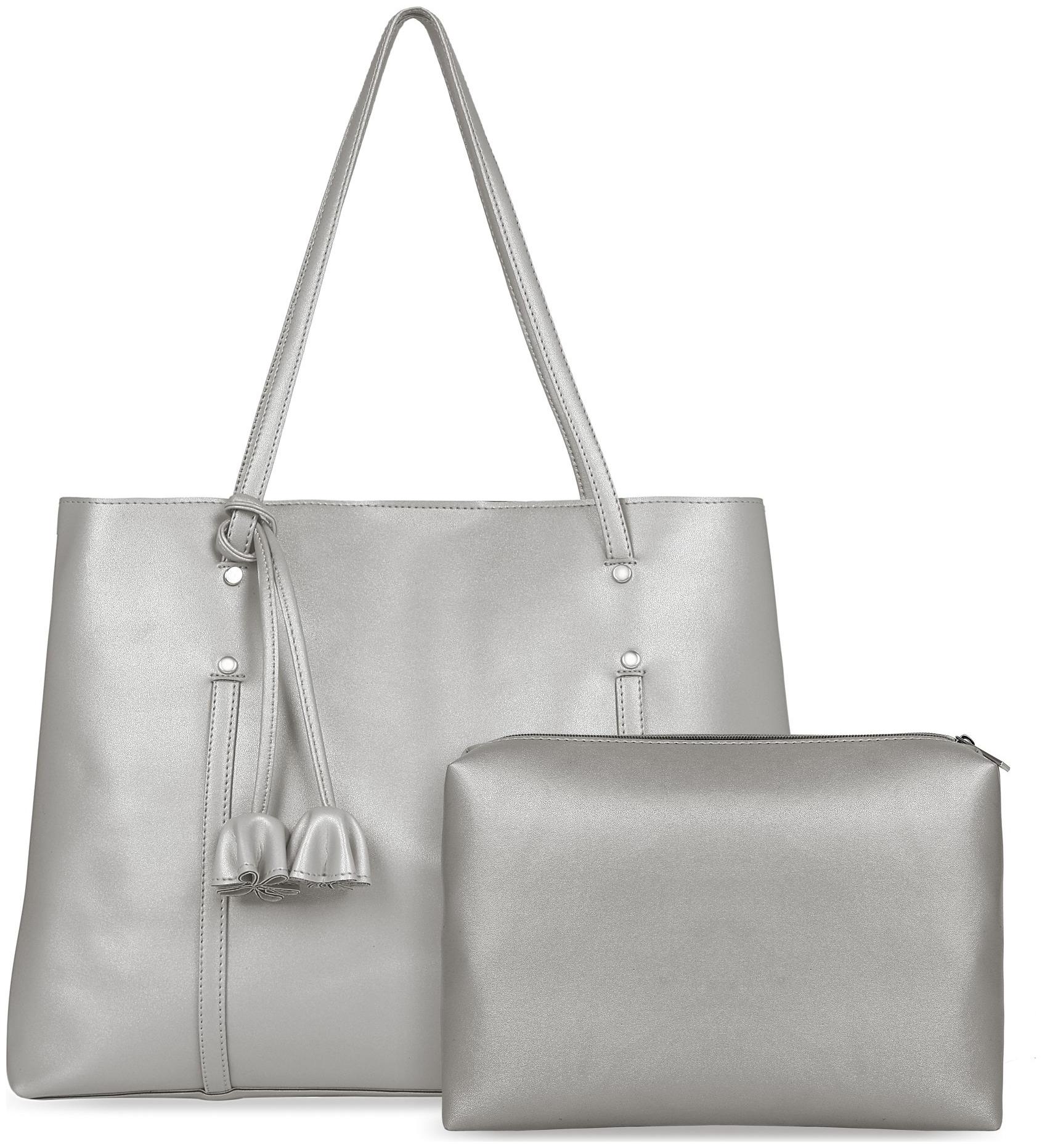 

Toteteca Bag Works Silver Faux Leather Shoulder Bag