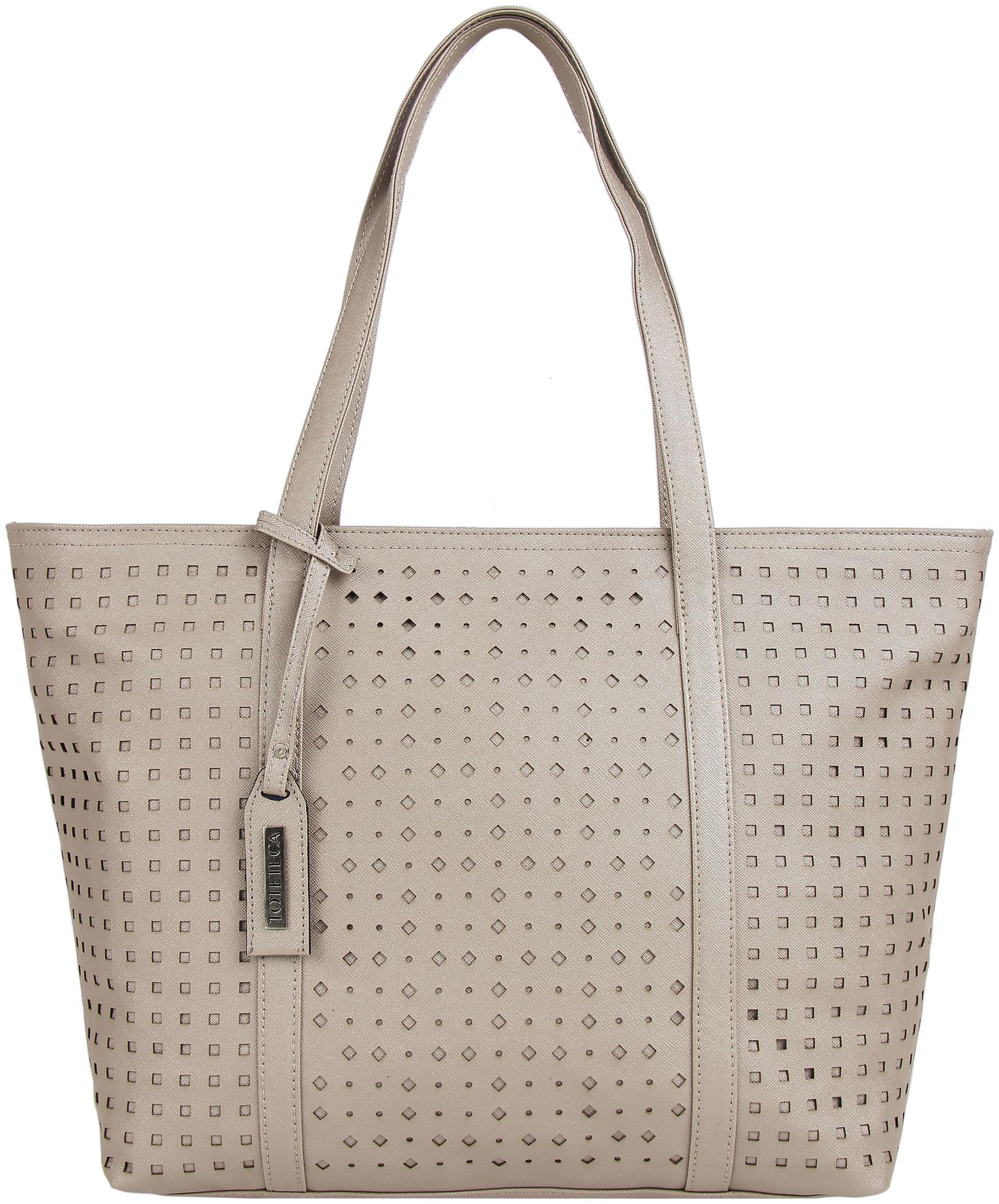 

Toteteca Bag Works Women Solid Faux Leather - Tote Bag Silver