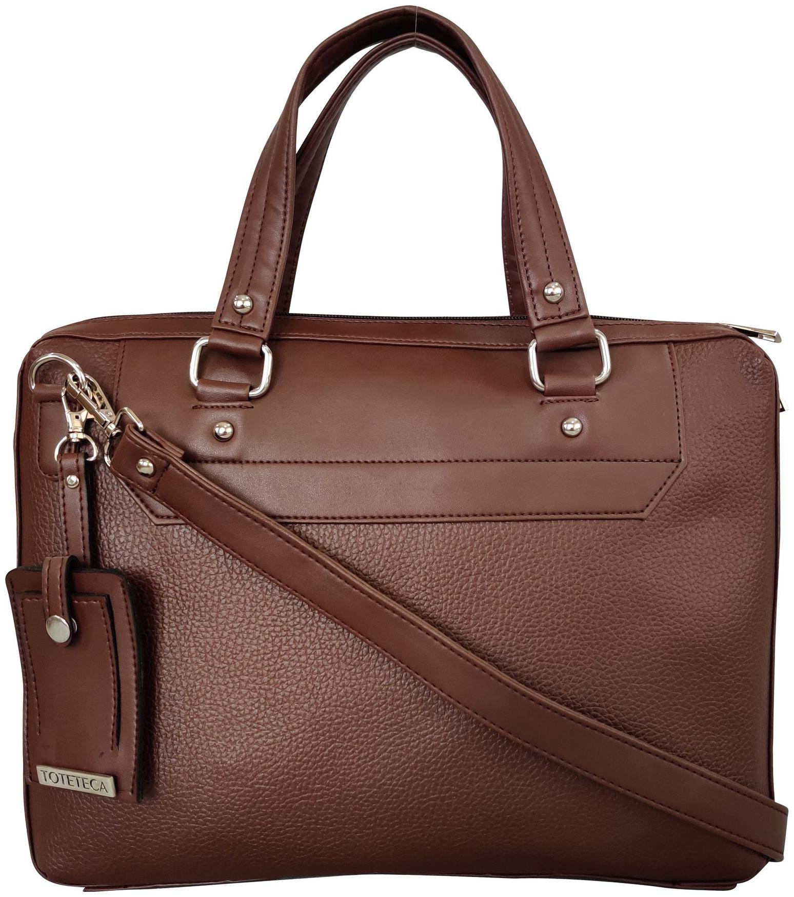 

Toteteca Bag Works Brown Faux Leather Laptop Briefcase