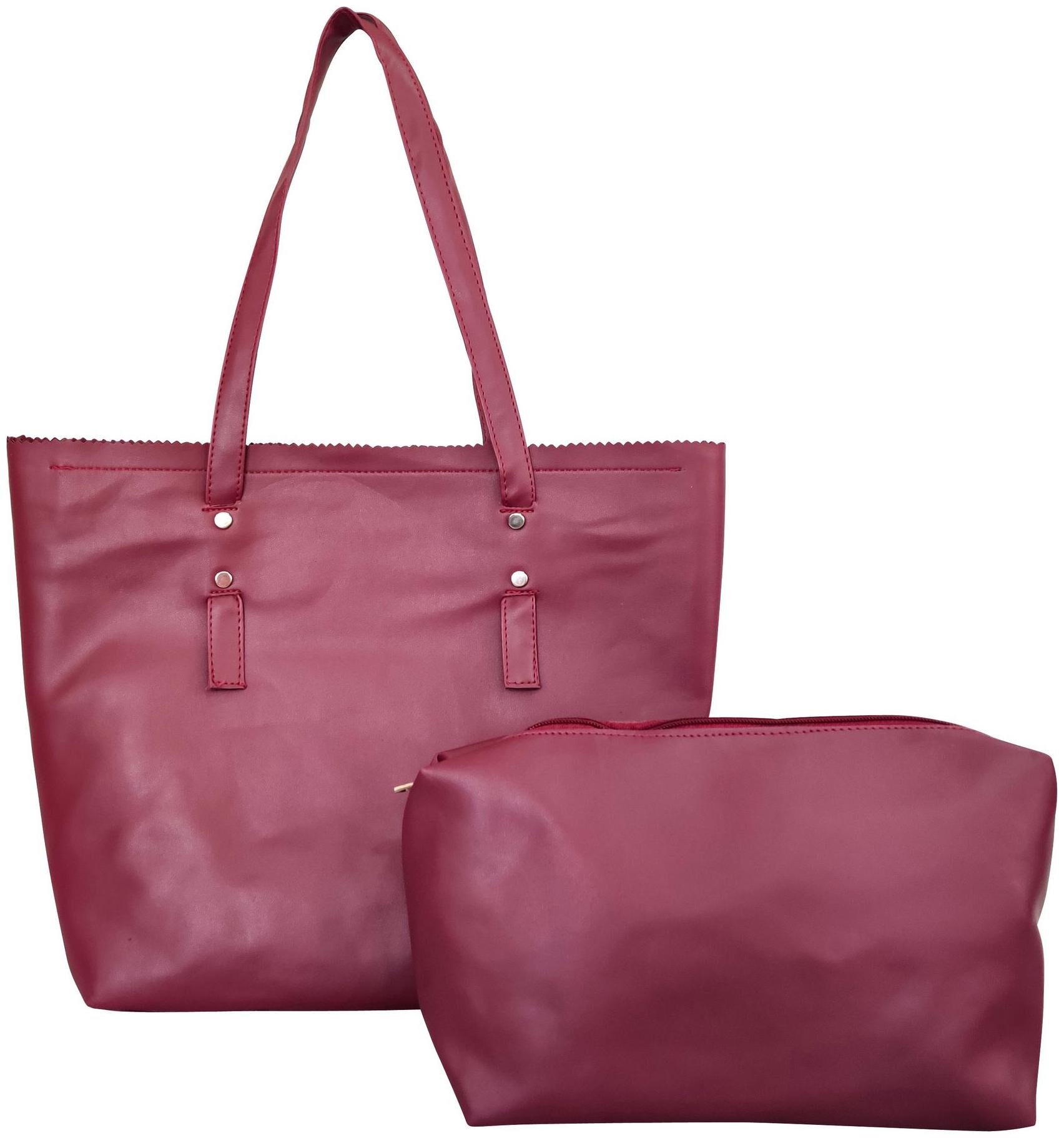 

Toteteca Bag Works Women Solid Faux Leather - Tote Bag Purple