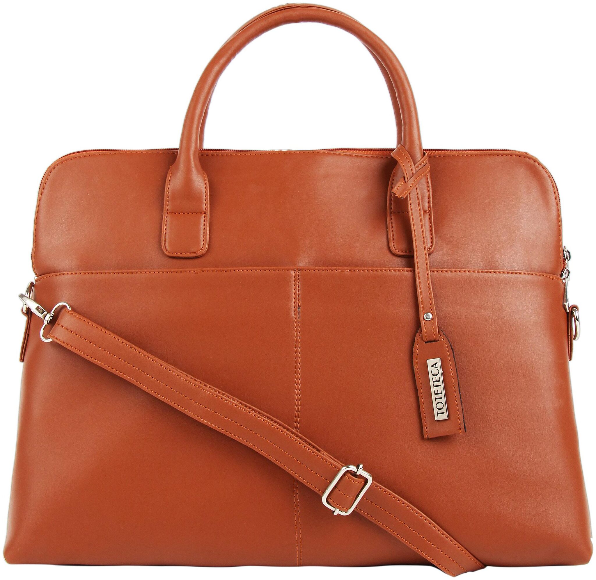 

Toteteca Bag Works Tan Faux Leather Laptop Briefcase
