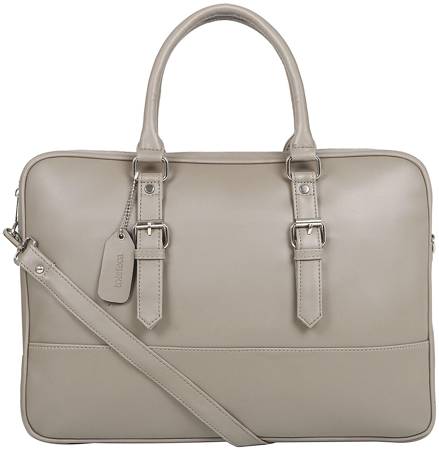 

Toteteca Bag Works Beige Faux Leather Laptop Briefcase