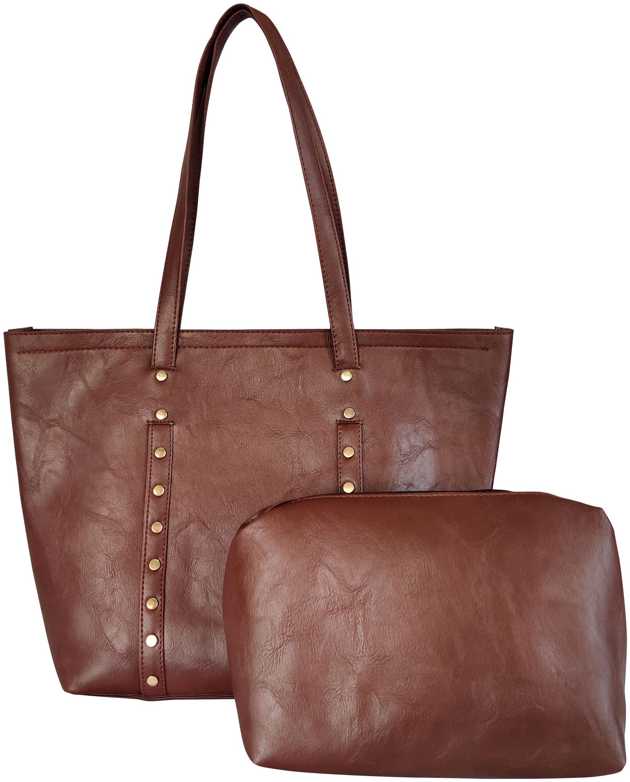 

Toteteca Bag Works Brown Faux Leather Shoulder Bag