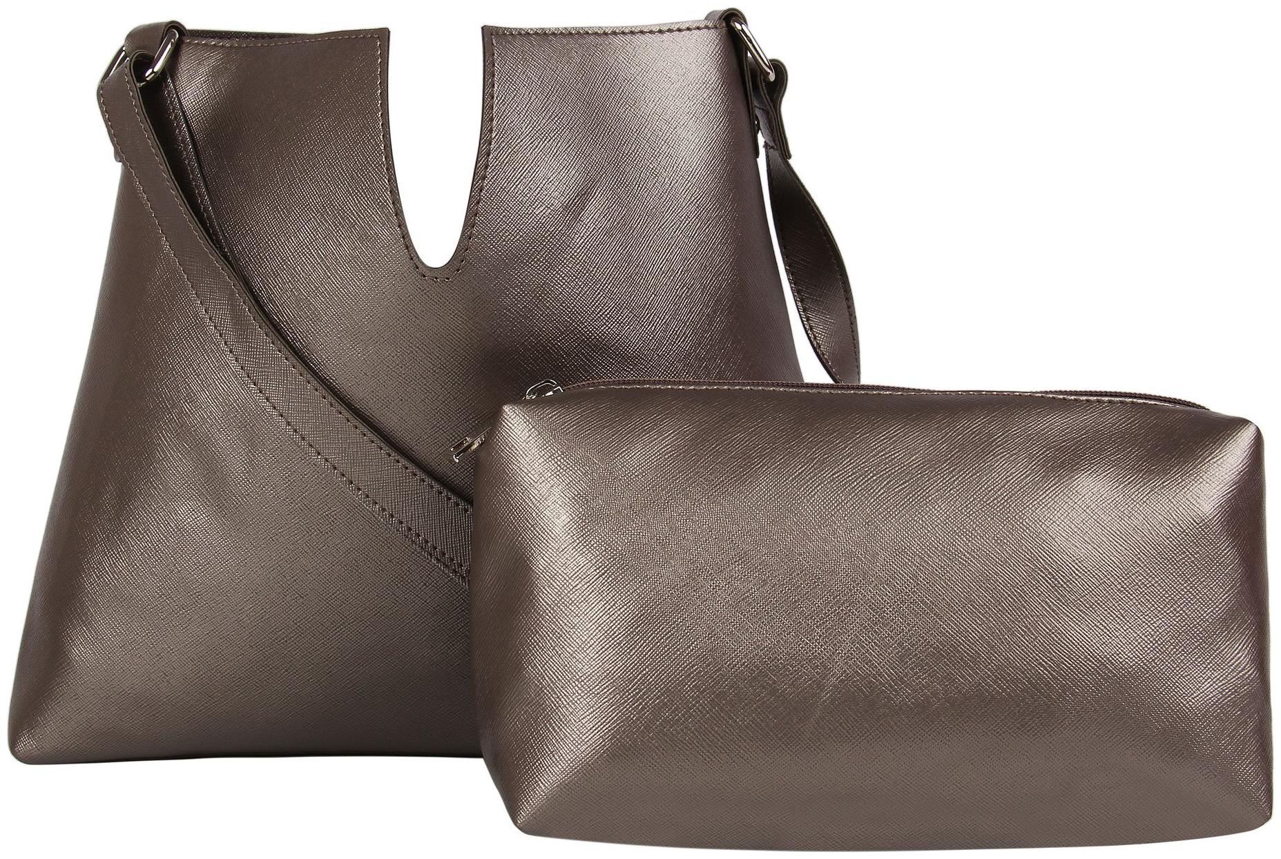 

Toteteca Bag Works Silver Faux Leather Solid Sling Bag