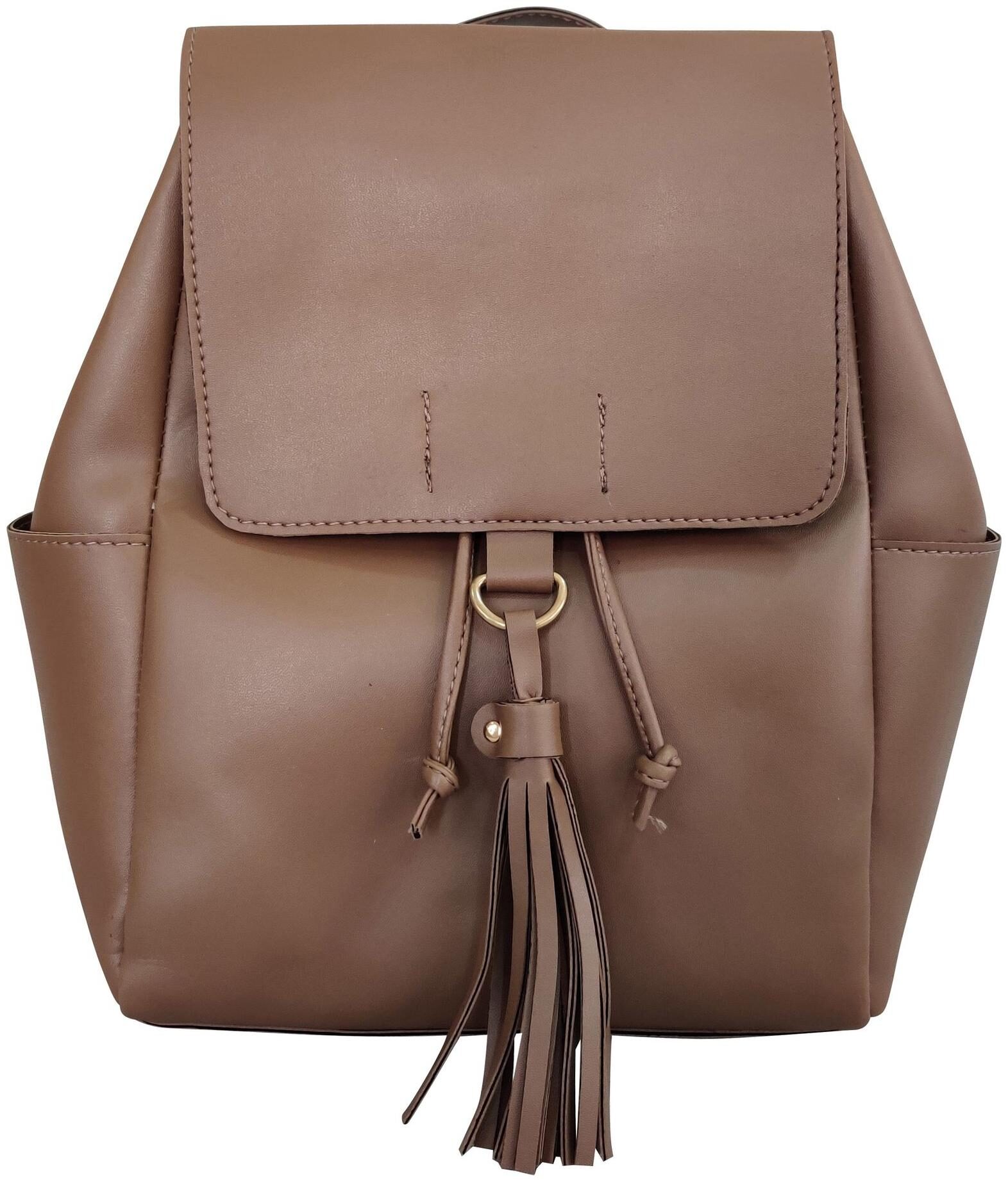 

Toteteca Bag Works Beige Faux Leather Backpack